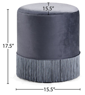 Teddy Velvet / Engineered Wood / Foam Contemporary Grey Velvet Ottoman/Stool - 15.5" W x 15.5" D x 17.5" H