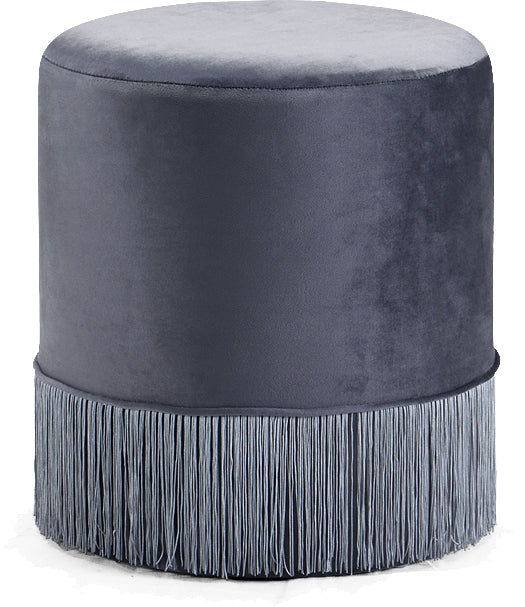 Teddy Velvet / Engineered Wood / Foam Contemporary Grey Velvet Ottoman/Stool - 15.5" W x 15.5" D x 17.5" H