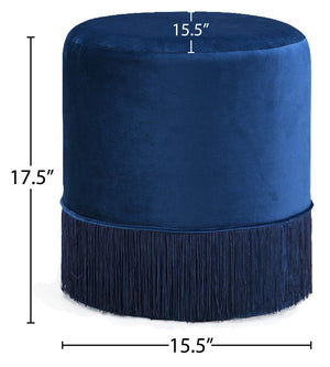 Teddy Velvet / Engineered Wood / Foam Contemporary Navy Velvet Ottoman/Stool - 15.5" W x 15.5" D x 17.5" H