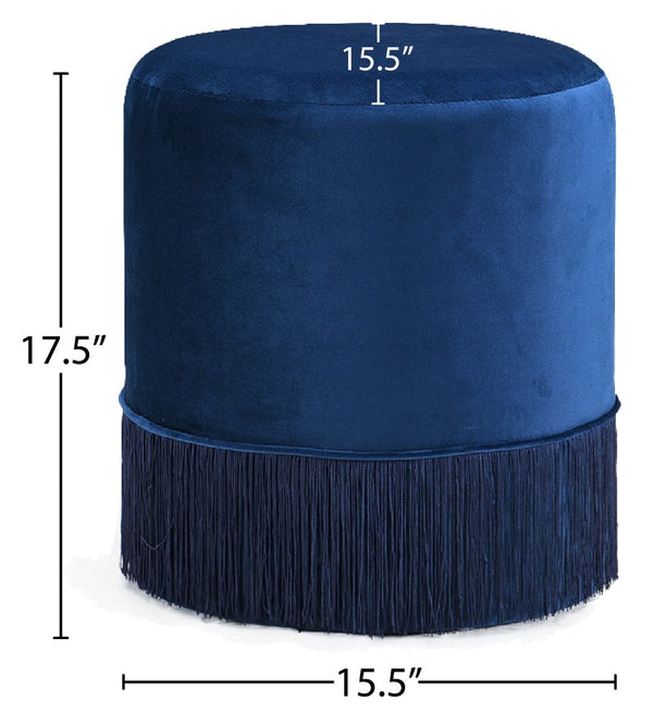 Teddy Velvet / Engineered Wood / Foam Contemporary Navy Velvet Ottoman/Stool - 15.5" W x 15.5" D x 17.5" H