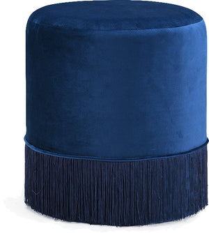Teddy Velvet / Engineered Wood / Foam Contemporary Navy Velvet Ottoman/Stool - 15.5" W x 15.5" D x 17.5" H
