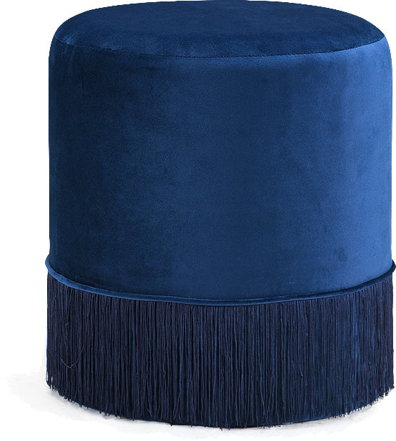 Teddy Velvet / Engineered Wood / Foam Contemporary Navy Velvet Ottoman/Stool - 15.5" W x 15.5" D x 17.5" H