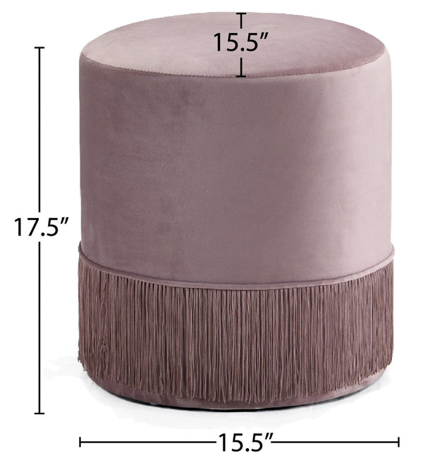 Teddy Velvet / Engineered Wood / Foam Contemporary Pink Velvet Ottoman/Stool - 15.5" W x 15.5" D x 17.5" H