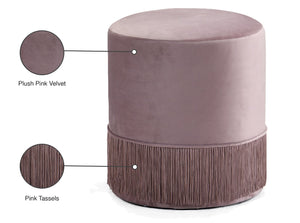 Teddy Velvet / Engineered Wood / Foam Contemporary Pink Velvet Ottoman/Stool - 15.5" W x 15.5" D x 17.5" H