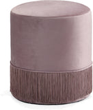 Teddy Velvet / Engineered Wood / Foam Contemporary Pink Velvet Ottoman/Stool - 15.5" W x 15.5" D x 17.5" H