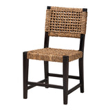 Alise Modern Bohemian Dark Brown Mahogany Wood and Banana Fiber Dining Chair