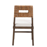 Baxton Studio Porsha Modern Bohemian Dark Brown Finished Mahogany Wood and Natural Rattan Dining Chair