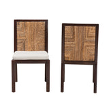 Baxton Studio Joana Modern Bohemian Dark Brown Mahogany Wood and Natural Abaca Dining Chair Dark Brown/Natural Brown/White Joana-Mahogany-DC