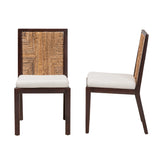 Baxton Studio Joana Modern Bohemian Dark Brown Mahogany Wood and Natural Abaca Dining Chair Dark Brown/Natural Brown/White Joana-Mahogany-DC