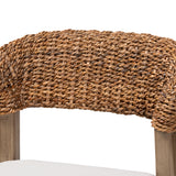 Baxton Studio Chloe Modern Bohemian Walnut Brown Finished Mahogany Wood and Natural Rattan Dining Chair