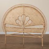 Baxton Studio Marlette Modern Bohemian Natural Brown Rattan Queen Size Standalone Headboard