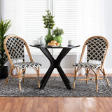 Baxton Studio Ambre Modern French Black and White Weaving Natural Rattan 2-Piece Bistro Chair Set