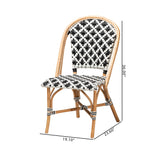 Baxton Studio Ambre Modern French Black and White Weaving Natural Rattan 2-Piece Bistro Chair Set