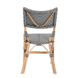 Baxton Studio Wagner Modern French Black and White Weaving and Natural Rattan Bistro Chair