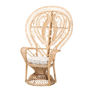 Baxton Studio Fedra Modern Bohemian Natural Brown Rattan Peacock Accent Chair
