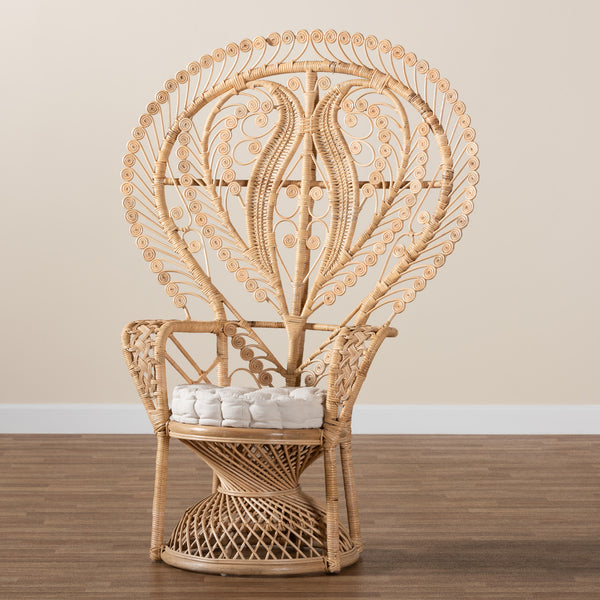 Baxton Studio Fedra Modern Bohemian Natural Brown Rattan Peacock Accent Chair