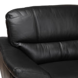 Baxton Studio Townsend Modern Black Full Leather Sectional Sofa with Right Facing Chaise