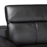 Baxton Studio Reverie Modern Black Full  Leather Sectional Sofa with Right Facing Chaise