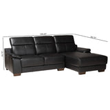 Baxton Studio Reverie Modern Black Full  Leather Sectional Sofa with Right Facing Chaise