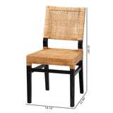 Baxton Studio Lesia Modern Bohemian Natural Brown Rattan and Espresso Brown Mahogany Wood Dining Chair