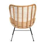 Baxton Studio Colorado Modern Bohemian Natural Brown Rattan and Black Metal Accent Chair