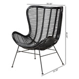 Baxton Studio Colorado Modern Bohemian Black Rattan and Metal Accent Chair