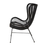 Baxton Studio Colorado Modern Bohemian Black Rattan and Metal Accent Chair