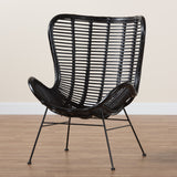 Baxton Studio Colorado Modern Bohemian Black Rattan and Metal Accent Chair