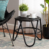 Baxton Studio Pertessa Modern Bohemian Black Finished Rattan End Table