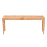 Baxton Studio Abelia Modern Bohemian Natural Rattan and Mahogany Wood Long Accent Bench