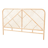 Walid Modern Bohemian Natural Brown Rattan Queen Size Standalone Headboard