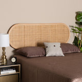 Baxton Studio Reegan Modern Bohemian Natural Brown Rattan Queen Size Standalone Headboard