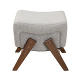 Baxton Studio Hanson Mid-Century Modern Light Grey Fabric and Walnut Brown Finished Wood Ottoman