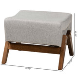 Baxton Studio Hanson Mid-Century Modern Light Grey Fabric and Walnut Brown Finished Wood Ottoman