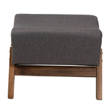 Baxton Studio Hanson Mid-Century Modern Dark Grey Fabric and Walnut Brown Finished Wood Ottoman