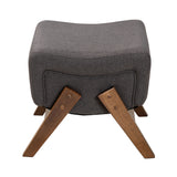 Baxton Studio Hanson Mid-Century Modern Dark Grey Fabric and Walnut Brown Finished Wood Ottoman