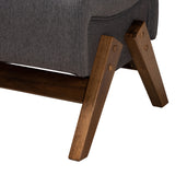 Baxton Studio Hanson Mid-Century Modern Dark Grey Fabric and Walnut Brown Finished Wood Ottoman