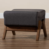 Baxton Studio Hanson Mid-Century Modern Dark Grey Fabric and Walnut Brown Finished Wood Ottoman