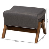 Baxton Studio Hanson Mid-Century Modern Dark Grey Fabric and Walnut Brown Finished Wood Ottoman