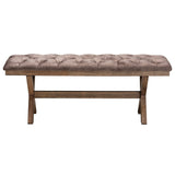 Baxton Studio Cherene Modern Farmhouse Chocolate Velvet Fabric and Dark Brown Finished Wood Bench