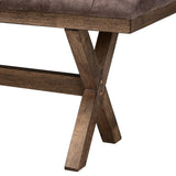 Baxton Studio Cherene Modern Farmhouse Chocolate Velvet Fabric and Dark Brown Finished Wood Bench