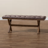 Baxton Studio Cherene Modern Farmhouse Chocolate Velvet Fabric and Dark Brown Finished Wood Bench