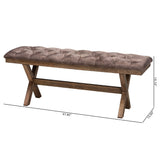 Baxton Studio Cherene Modern Farmhouse Chocolate Velvet Fabric and Dark Brown Finished Wood Bench