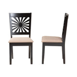 Baxton Studio Olympia Modern Beige Fabric and Espresso Brown Finished Wood Dining Chair