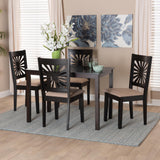 Baxton Studio Olympia Modern Beige Fabric and Espresso Brown Finished Wood 5-Piece Dining Set