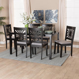 Baxton Studio Olympia Modern Grey Fabric and Espresso Brown Finished Wood 7-Piece Dining Set