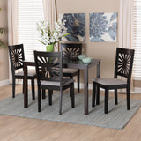 Baxton Studio Olympia Modern Grey Fabric and Espresso Brown Finished Wood 5-Piece Dining Set