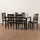 Baxton Studio Deanna Modern Beige Fabric and Dark Brown Finished Wood 7-Piece Dining Set