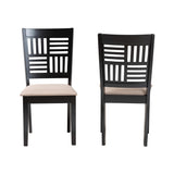 Baxton Studio Deanna Modern Beige Fabric and Dark Brown Finished Wood 2-Piece Dining Chair Set