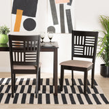 Baxton Studio Deanna Modern Beige Fabric and Dark Brown Finished Wood 2-Piece Dining Chair Set